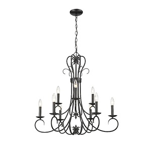 Homestead - Candelabra Chandelier 9 Light Steel in Eclectic style - 32.5 Inches high by 28 Inches wide