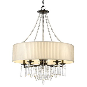 Echelon - Chandelier 5 Light Steel/Crystal Bridal Veil in Transitional style - 34 Inches high by 26.25 Inches wide