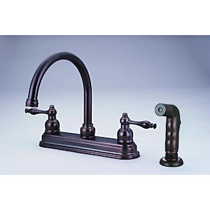 13.31 Inch Double Handle Kitchen Faucet with Spray