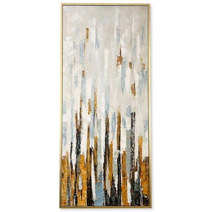 Towers Of Gold - Framed Canvas Wall Art In Contemporary Style-71.75 Inches Tall and 31.75 Inches Wide