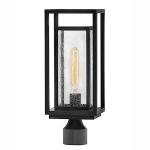 Republic - 1 Light Medium Outdoor Post or Pier Mount Lantern in Transitional Style - 7 Inches Wide by 17 Inches High - 755606