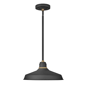 Foundry Classic - 1 Light Outdoor Pendant Barn Light in Traditional-Industrial Style - 16 Inches Wide by 7.5 Inches High