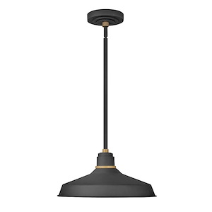 Foundry Classic - 1 Light Outdoor Pendant Barn Light in Traditional-Industrial Style - 16 Inches Wide by 7.5 Inches High