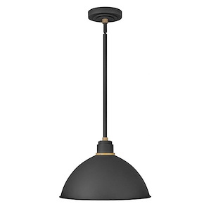 Foundry Dome - 1 Light Outdoor Pendant Barn Light in Traditional-Industrial Style - 16 Inches Wide by 10.5 Inches High
