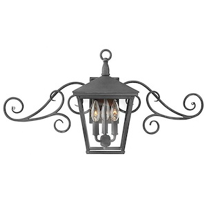 Trellis - 3 Light Small Outdoor Wall Lantern with Scroll in Traditional Style - 29.75 Inches Wide by 14.75 Inches High
