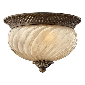 Plantation - 2 Light Outdoor Small Flush Mount in Traditional-Glam Style - 12 Inches Wide by 8 Inches High