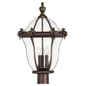 San Clemente - 3 Light Large Outdoor Post Top or Pier Mount Lantern - Traditional-Glam Style - 14 Inch Wide by 22.25 Inch High - 759139