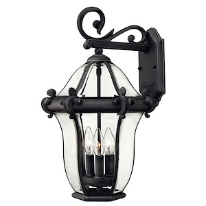 San Clemente - 3 Light Medium Outdoor Wall Lantern in Traditional and Glam Style - 12.25 Inches Wide by 19.75 Inches High