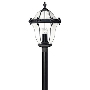 San Clemente - 3 Light Extra Large Outdoor Post or Pier Mount Lantern - Traditional-Glam Style - 17 Inch Wide by 26.25 Inch High