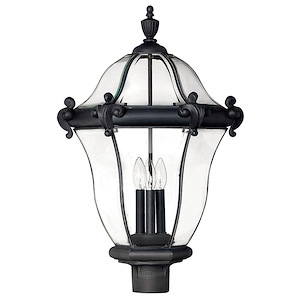 San Clemente - 3 Light Extra Large Outdoor Post or Pier Mount Lantern - Traditional-Glam Style - 17 Inch Wide by 26.25 Inch High - 759154