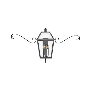 Nouvelle - 3 Light Medium Outdoor Wall Lantern in Traditional Style - 49.5 Inches Wide by 27 Inches High