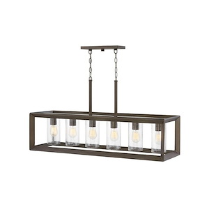 Rhodes - 6 Light Outdoor Linear Hanging Lantern in Craftsman-Industrial Style - 42.25 Inches Wide by 21.25 Inches High - 1024348