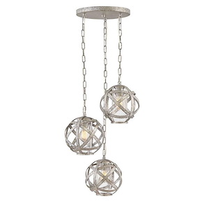 Carson - 3 Light Small Outdoor Pendant in Transitional-Industrial Style - 21 Inches Wide by 46.25 Inches High