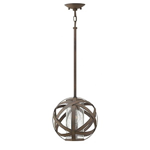 Carson - 1 Light Small Outdoor Pendant in Transitional-Industrial Style - 10 Inches Wide by 10.5 Inches High
