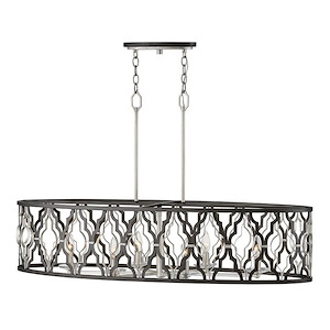 Portico - Six Light Open Frame Linear Pendant in Transitional Style - 42 Inches Wide by 23.75 Inches High