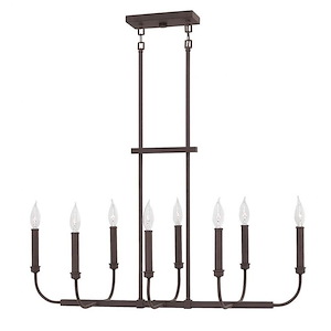 Alister - Eight Light Linear Chandelier in Traditional-Transitional Style - 33 Inches Wide by 18.5 Inches High