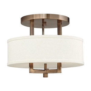 Hampton - 3 Light Small Semi-Flush Mount in Transitional Style - 15 Inches Wide by 11.75 Inches High