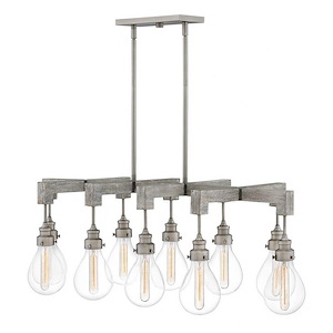 Denton - 10 Light Large Linear Chandelier in Rustic-Industrial-Scandinavian Style - 48.5 Inches Wide by 16.25 Inches High