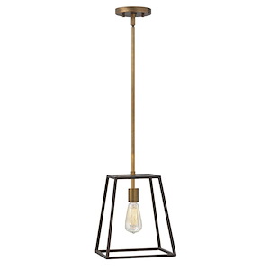 Fulton - 1 Light Large Open Frame Pendant in Transitional-Industrial Style - 10 Inches Wide by 12.5 Inches High