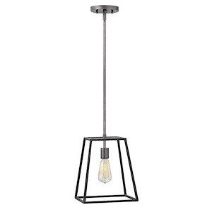 Fulton - 1 Light Large Open Frame Pendant in Transitional-Industrial Style - 10 Inches Wide by 12.5 Inches High