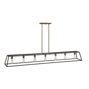 Fulton - 7 Light Open Frame Linear Chandelier in Transitional-Industrial Style - 65 Inches Wide by 9.75 Inches High
