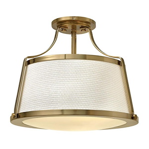 Charlotte - 3 Light Small Semi-Flush Mount in Traditional-Transitional-Coastal Style - 16 Inches Wide by 13 Inches High