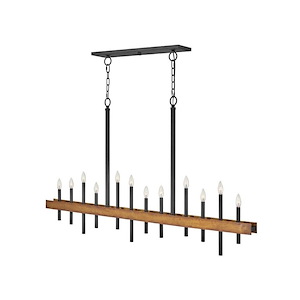 Wells - Twelve Light Linear Chandelier in Transitional-Industrial Style - 60.25 Inches Wide by 35.75 Inches High