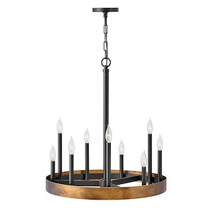 Wells - Nine Light Medium Round Chandelier in Transitional-Industrial Style - 24 Inches Wide by 26 Inches High - 1333665