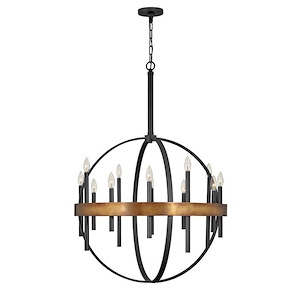 Wells - Twelve Light Large Orb Chandelier in Transitional-Industrial Style - 30 Inches Wide by 43.25 Inches High