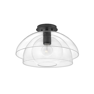 Lotus - 1 Light Medium Semi-Flush Mount in Transitional-Glam Style - 16 Inches Wide by 10.5 Inches High