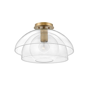 Lotus - 1 Light Medium Semi-Flush Mount in Transitional-Glam Style - 16 Inches Wide by 10.5 Inches High