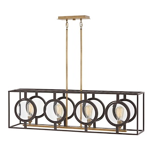 Fulham - 4 Light Linear Chandelier in Mid-Century Modern Style - 42 Inches Wide by 12.75 Inches High