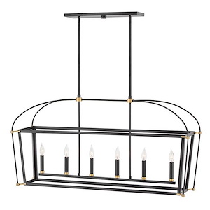 Selby - Six Light Stem Hung Linear Chandelier in Traditional Style - 48 Inches Wide by 24 Inches High