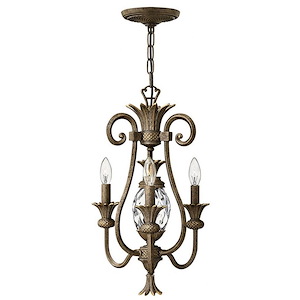 Plantation - 3 Light Small Chandelier in Traditional-Glam Style - 13 Inches Wide by 19 Inches High