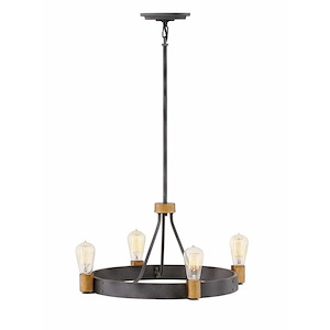 Silas - Four Light Small Chandelier in Industrial Style - 22 Inches Wide by 11 Inches High - 1333604
