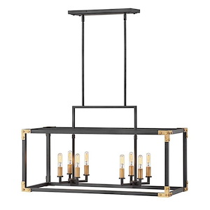 Louis - Eight Light Linear Chandelier in Transitional Style - 34.5 Inches Wide by 19 Inches High
