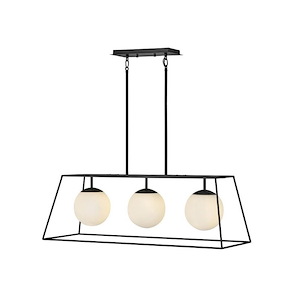 Jonas - 3 Light Linear Chandelier in Transitional-Mid-Century Modern-Scandinavian Style - 36 Inches Wide by 12.75 Inches High