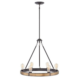 Everett - 6 Light Medium Chandelier in Transitional-Rustic-Industrial Style - 24.5 Inches Wide by 22 Inches High