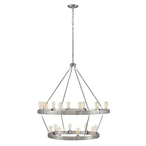Everett - 20 Light Large Multi-Tier Chandelier in Transitional-Rustic-Industrial Style - 38.5 Inches Wide by 40 Inches High
