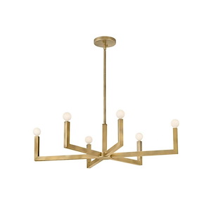Ezra - 6 Light Linear Chandelier In Transitional and Modern Style-9 Inches Tall and 36 Inches Wide