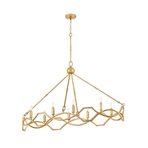 Leona - 40W 8 LED Medium Linear Chandelier In Traditional Style-43.5 Inches Tall and 49 Inches Wide