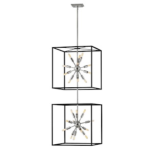 Aros - 24 Light Large Open Frame 2-Tier Chandelier - Transitional-Modern-Mid-Century Modern Style - 20 Inch Wide by 51.5 Inch High
