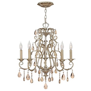 Carlton - 5Lt Chandelier in Traditional-Glam-Bohemian Style - 24 Inches Wide by 25 Inches High - 1053978