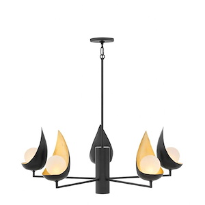 Ren - Six Light Medium Chandelier in Modern-Glam-Scandinavian Style - 36 Inches Wide by 14 Inches High