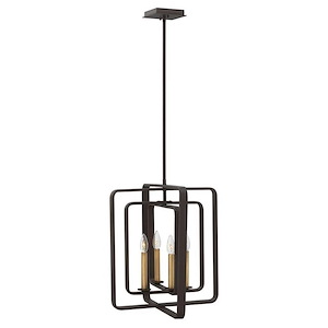 Quentin - 4 Light Medium Open Frame Chandelier in Mid-Century Modern-Industrial Style - 17 Inches Wide by 19.75 Inches High