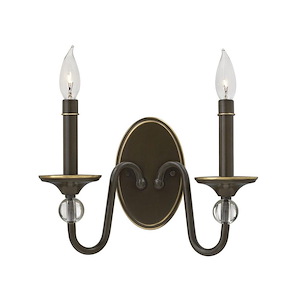Eleanor - 2 Light Wall Sconce in Traditional Style - 12.75 Inches Wide by 9 Inches High