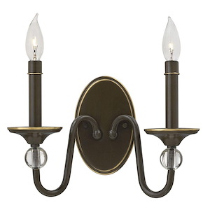 Eleanor - 2 Light Wall Sconce in Traditional Style - 12.75 Inches Wide by 9 Inches High - 1032735