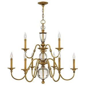 Eleanor - 9 Light Medium 2-Tier Chandelier in Traditional Style - 35.25 Inches Wide by 31.25 Inches High