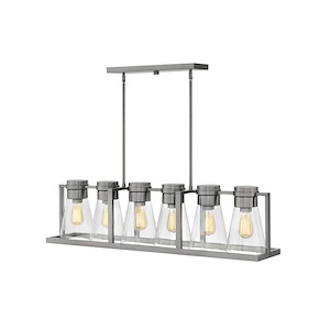 Refinery - 6 Light Linear Chandelier in Industrial Style - 43.75 Inches Wide by 11.25 Inches High