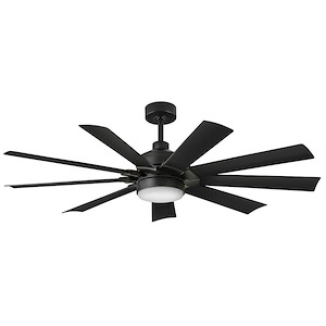 Turbine - 9 Blade Ceiling Fan with Light Kit-17.5 Inches Tall and 60 Inches Wide